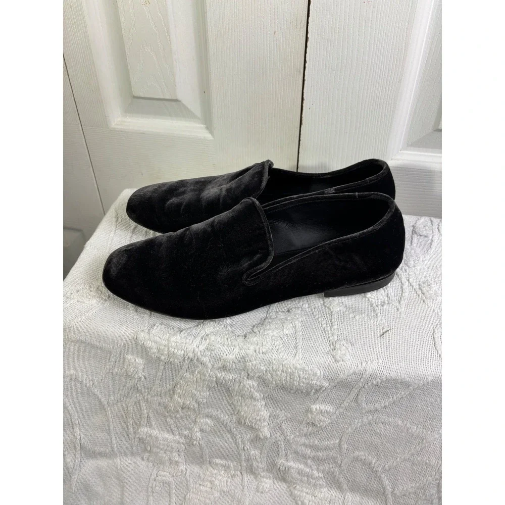 Vince Black Velvet Loafers Slip On Shoes Minimalist Comfort Casual 7‎